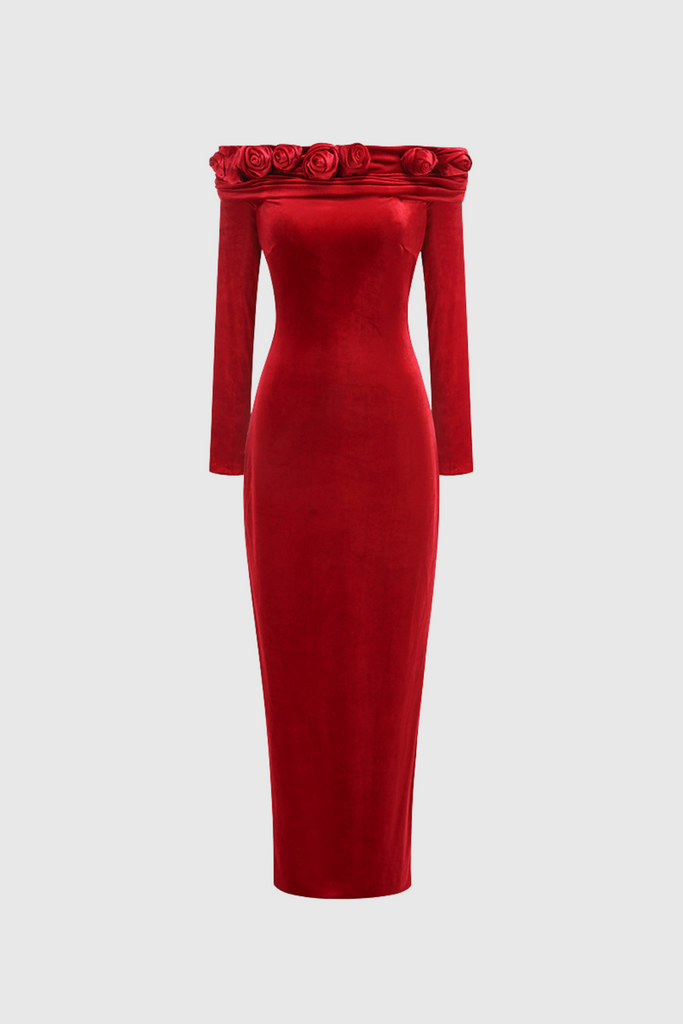 Stylish beautiful dress | Darinka Flower Off Shoulder Maxi Dress - Ideal for special occasions