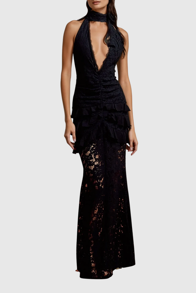Shop  beautiful dress - Perfect for special occasions | Dario Flower Plunge Lace Maxi Dress