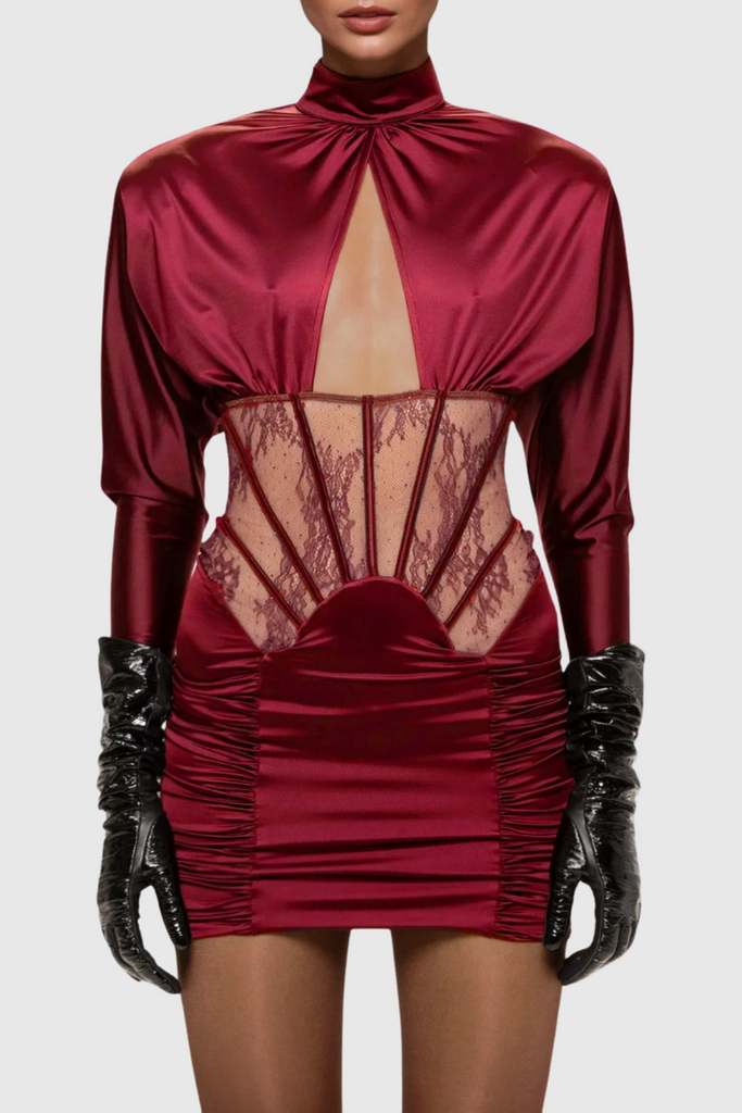 Darion Corset Cutout Satin Mini Dress - Stylish beautiful dress for special occasions | Buy Online