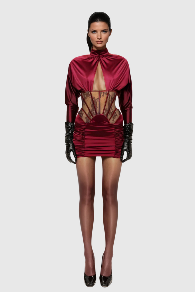 Darion Corset Cutout Satin Mini Dress - Stylish beautiful dress for special occasions | Buy Online