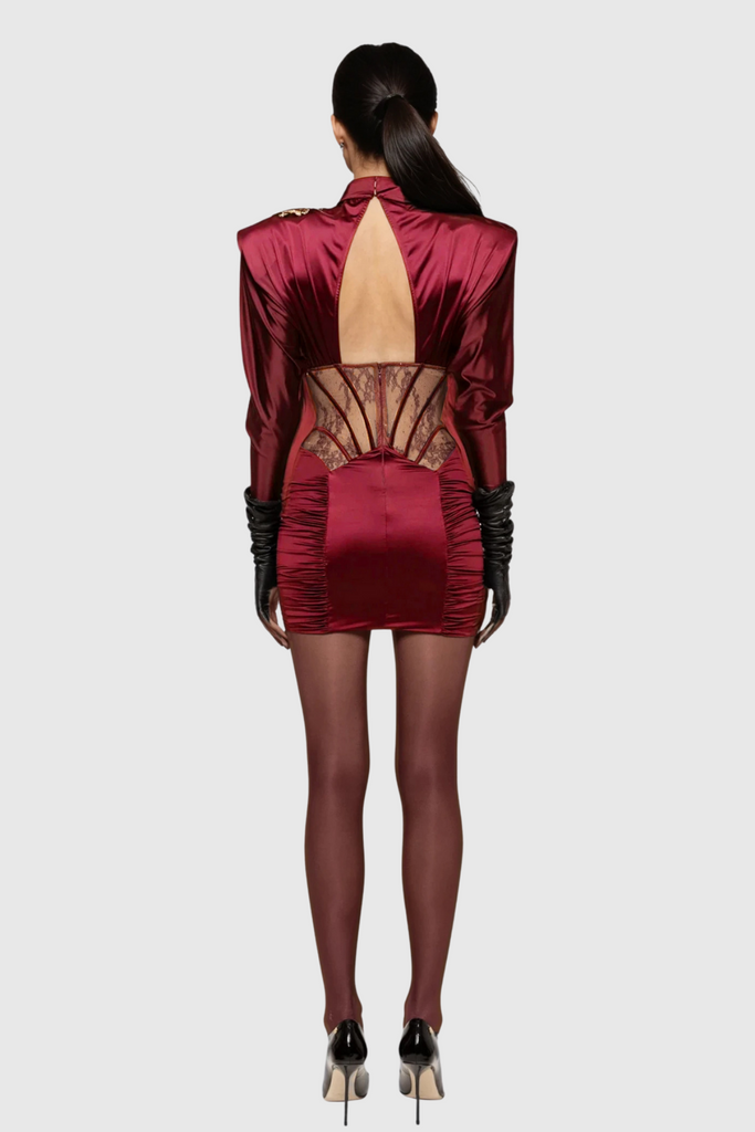 Darion Corset Cutout Satin Mini Dress - Stylish beautiful dress for special occasions | Buy Online