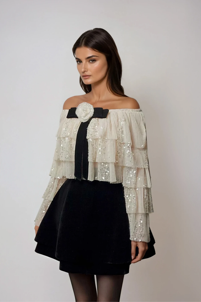 Shop  beautiful dress - Perfect for special occasions | Daris Flower Ruffle Sequin Skirt Set