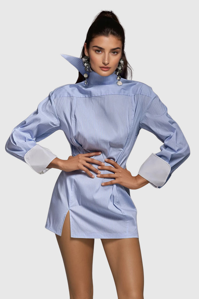 Stylish beautiful dress | Darja Long Sleeve Stripe Mini Dress - Ideal for special occasions