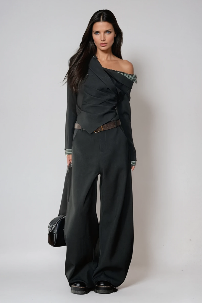 Shop  green dress - Perfect for special occasions | Darko One Shoulder Grid Top In Green