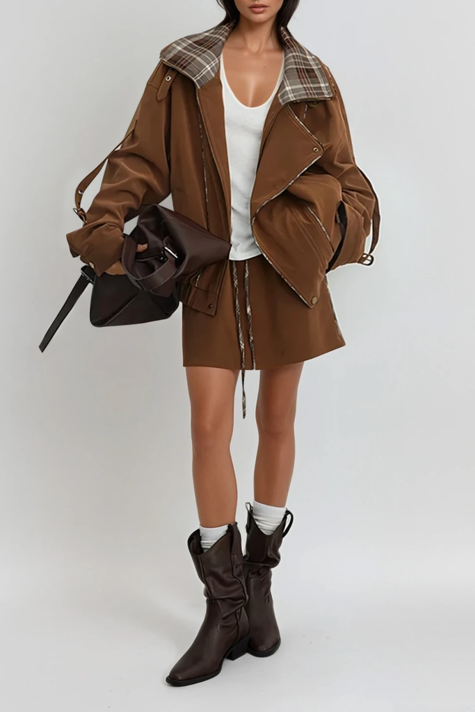 Shop  beautiful dress - Perfect for special occasions | Darla Grid Asymmetric Skirt Set