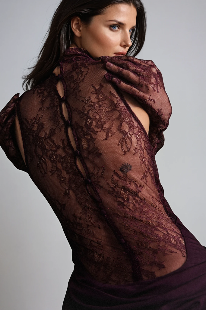 Darleen Cowl Neck Ruch Lace Maxi Dress In Red - Stylish red dress for special occasions | Buy Online