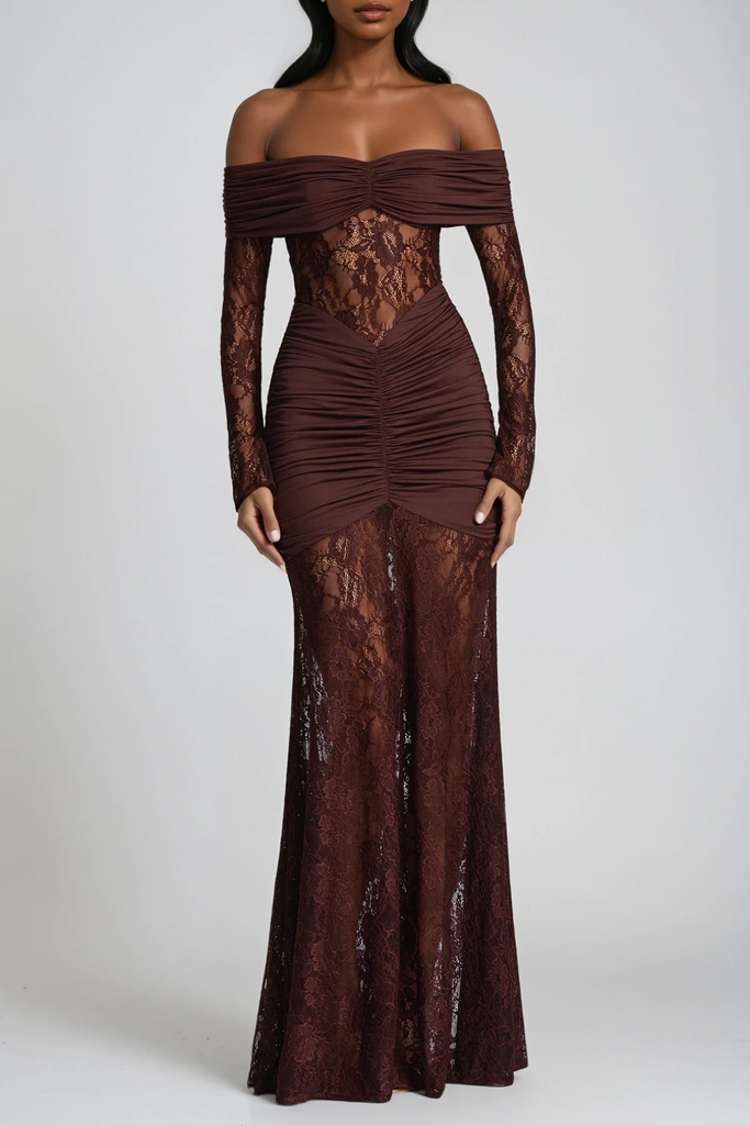 Stylish beautiful dress | Darlene Strapless Ruch Lace Maxi Dress - Ideal for special occasions