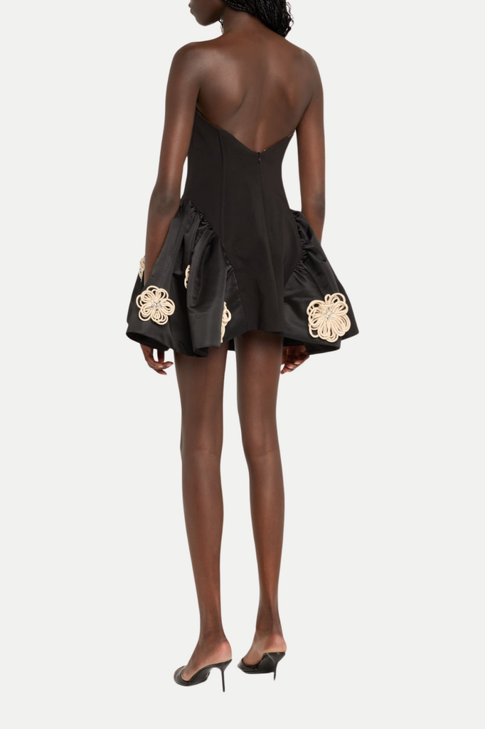 Darrah Floral Strapless Mini Bandage Dress - Black - Stylish black dress for special occasions | Buy Online