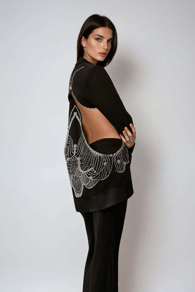 Stylish beautiful dress | Darrell Rhinestone Cutout Pants Set - Ideal for special occasions