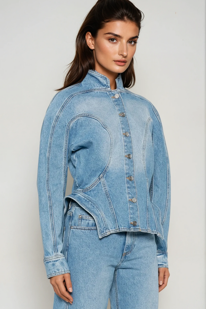 Stylish blue dress | Darya Denim Pants Set In Blue - Ideal for special occasions