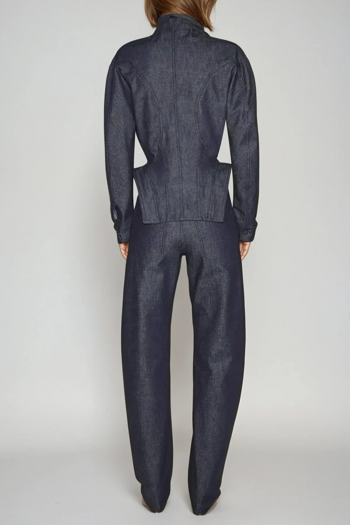 Stylish blue dress | Darya Denim Pants Set In Deep Blue - Ideal for special occasions