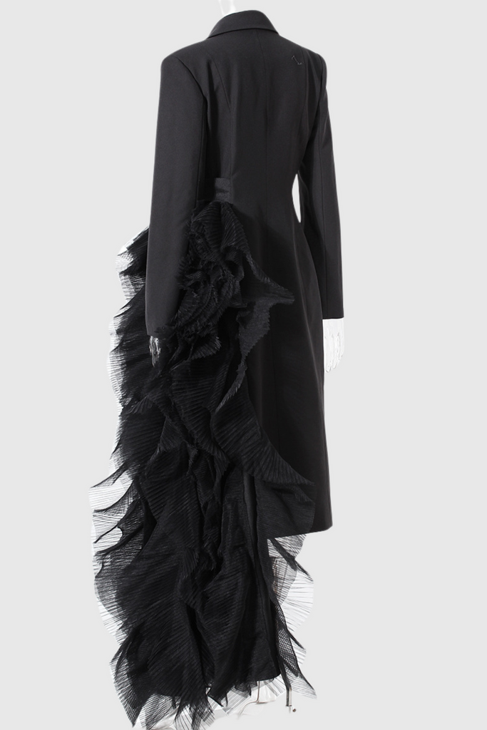 Stylish black dress | Dataya Mesh Patchwork Coat - Black - Ideal for special occasions