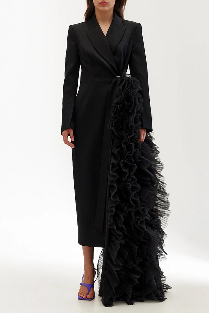 Shop  black dress - Perfect for special occasions | Dataya Mesh Patchwork Coat - Black