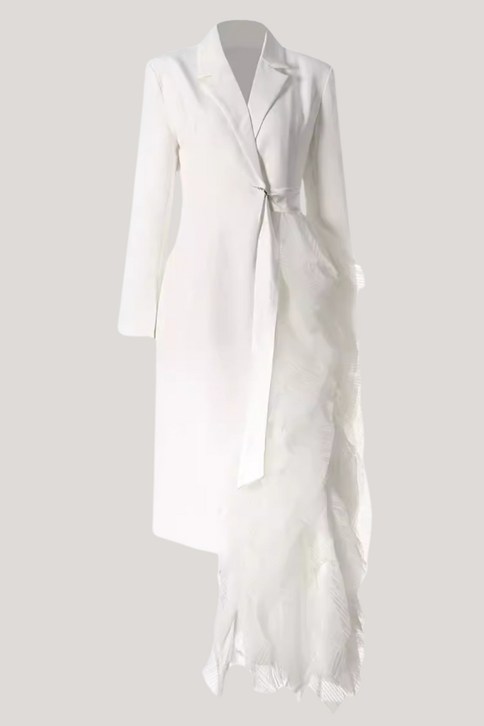 Shop  white dress - Perfect for special occasions | Dataya Mesh Patchwork Coat - White