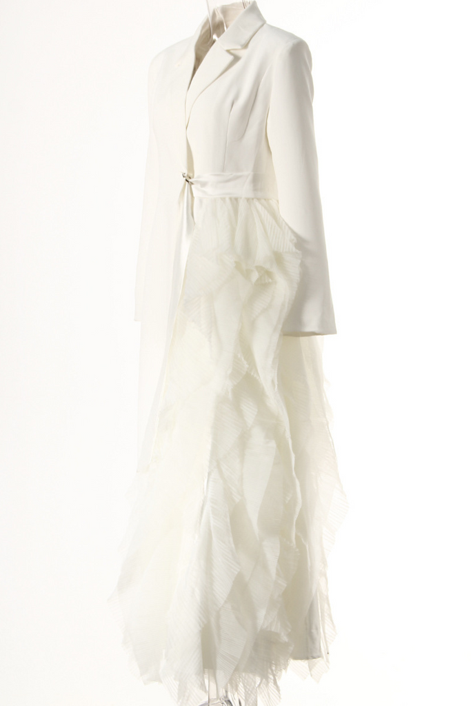 Shop  white dress - Perfect for special occasions | Dataya Mesh Patchwork Coat - White