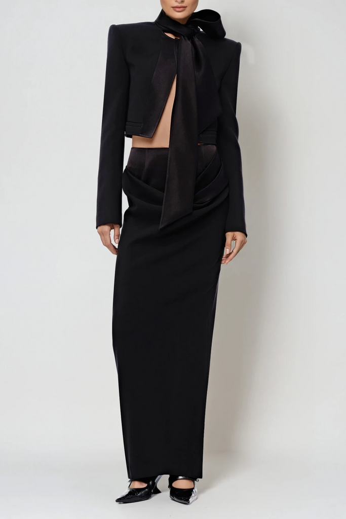 Davie Long Sleeve Scarf Jacket - Stylish beautiful dress for special occasions | Buy Online