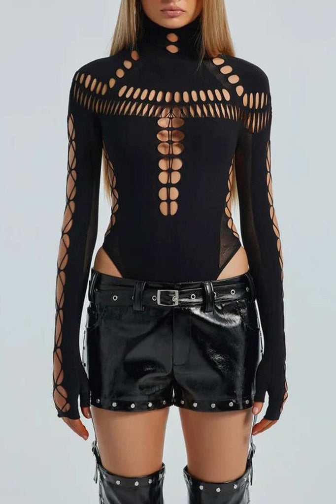 Dayana Hollow Cobweb Bodysuit - Stylish beautiful dress for special occasions | Buy Online