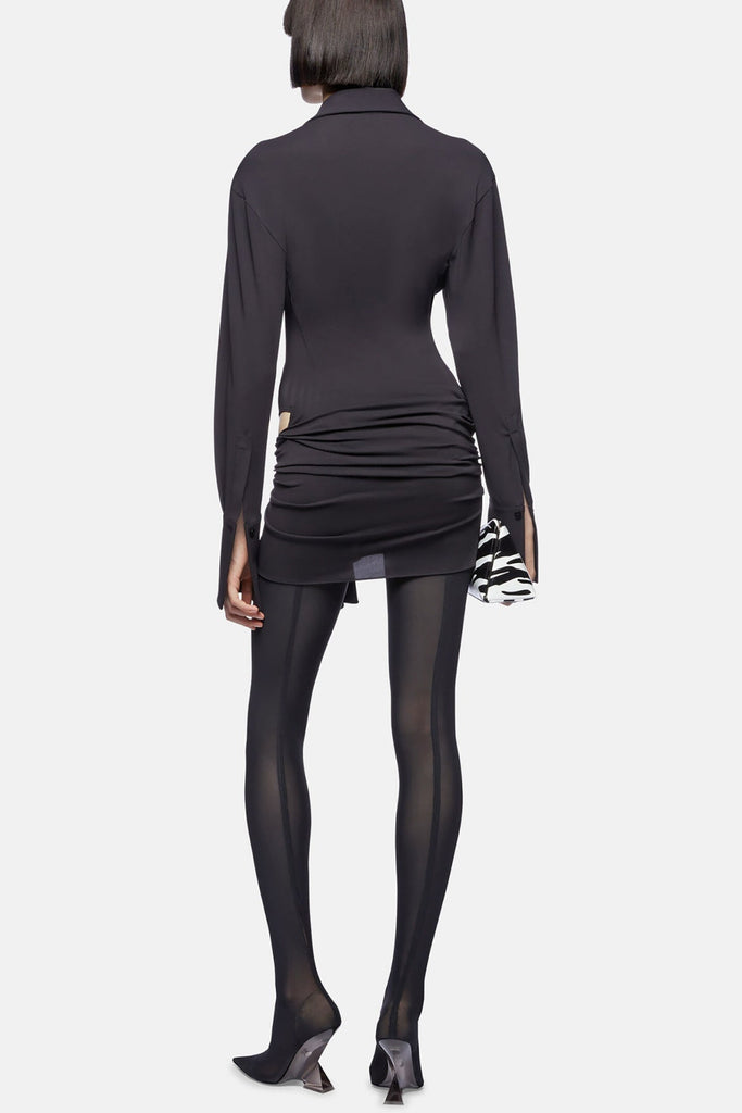 Shop  black dress - Perfect for special occasions | Dehaia Plunge Cutout Ruched Mini Dress - Black