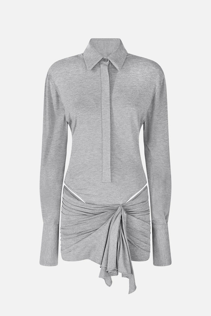 Shop  beautiful dress - Perfect for special occasions | Dehaia Plunge Cutout Ruched Mini Dress - Grey