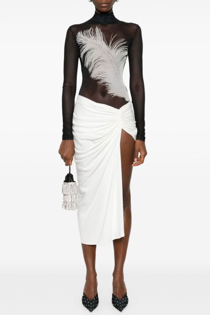 Deirdre Feather Mesh Bodysuit - Stylish beautiful dress for special occasions | Buy Online