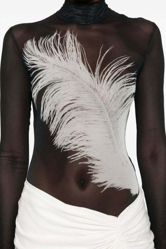 Deirdre Feather Mesh Bodysuit - Stylish beautiful dress for special occasions | Buy Online