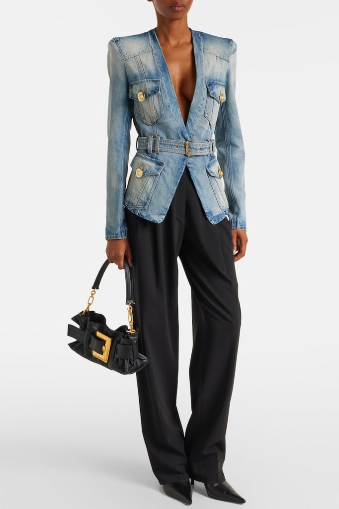 Delena Belted Denim Jacket - Stylish beautiful dress for special occasions | Buy Online