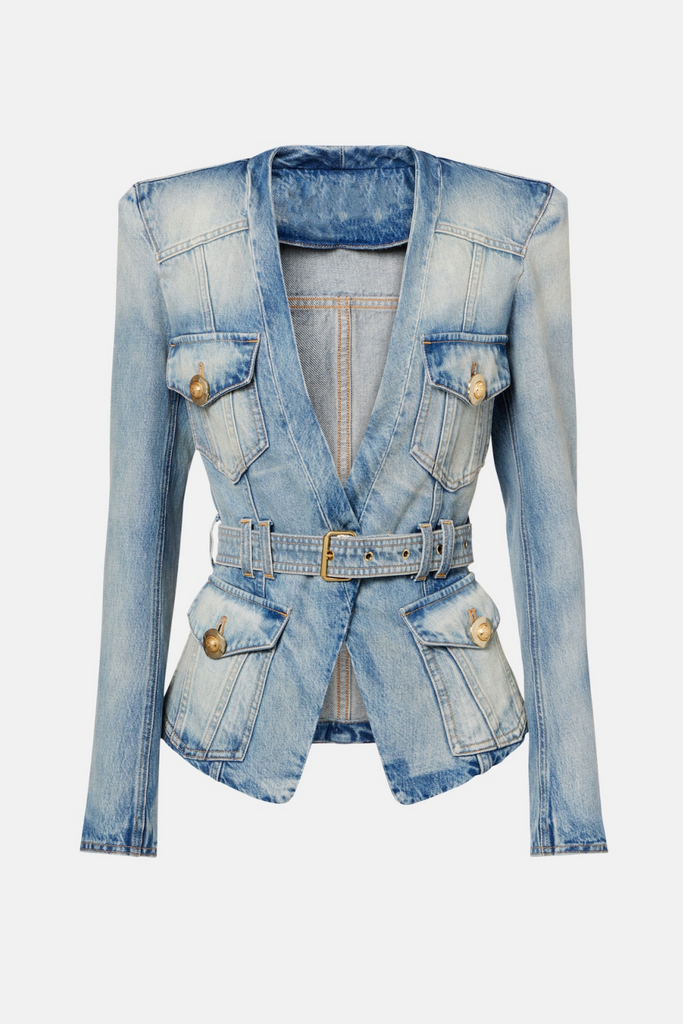 Stylish beautiful dress | Delena Belted Denim Jacket - Ideal for special occasions