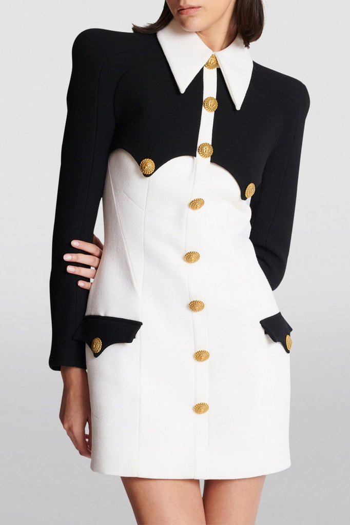 Stylish beautiful dress | Delpha Gold Buttond Mini Dress - Ideal for special occasions