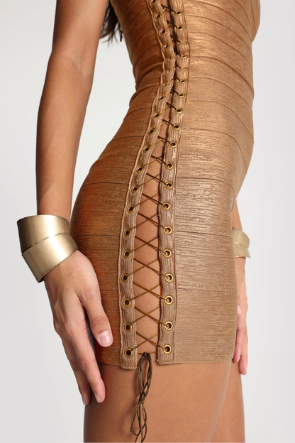Diipa Metallic Bandage Mini Dress