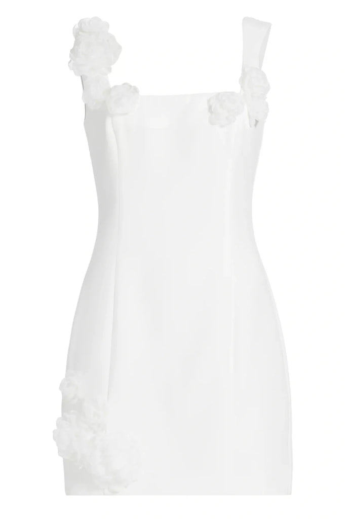 Dilanne Floral  Appliqué Mini Dress - White - Stylish white dress for special occasions | Buy Online