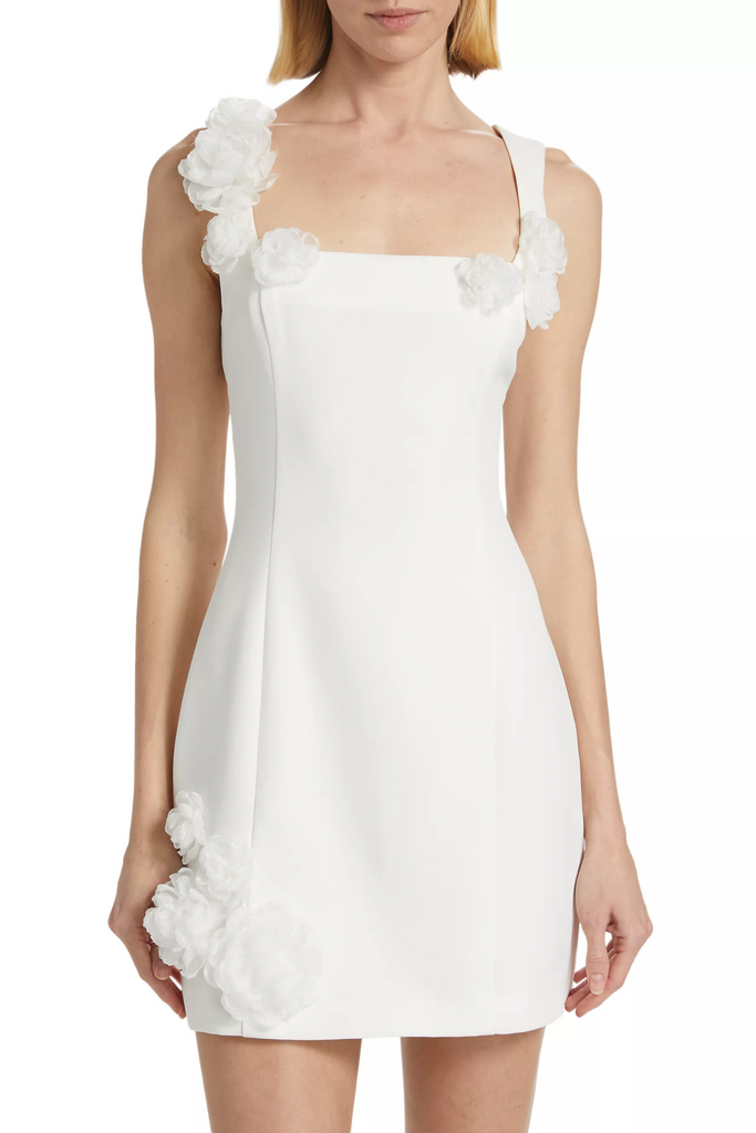 Dilanne Floral  Appliqué Mini Dress - White - Stylish white dress for special occasions | Buy Online