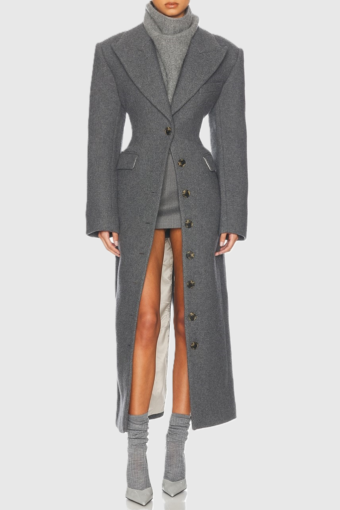 Stylish beautiful dress | florence Lapel Coat - Grey - Ideal for special occasions