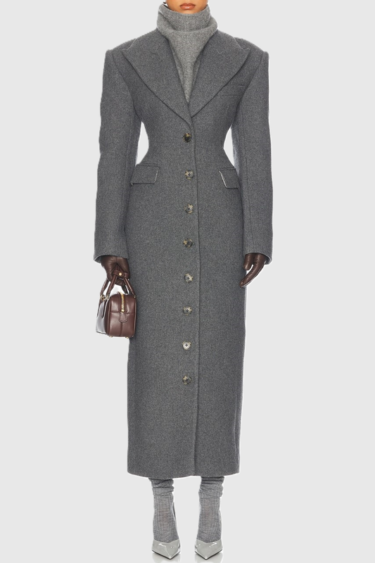 Disena Lapel Coat - Grey