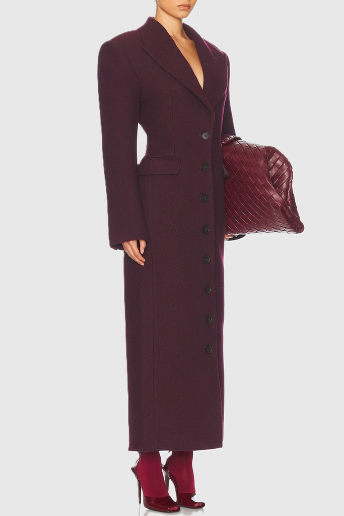 Stylish beautiful dress | gemma Lapel Coat - Wine - Ideal for special occasions
