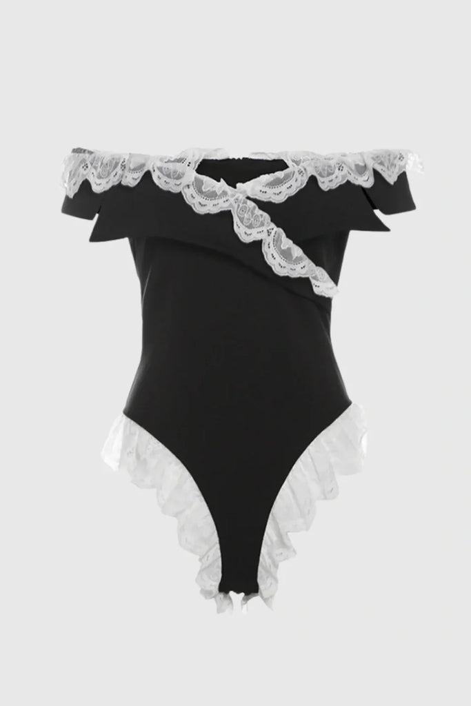 Dolley Lace Off Shoulder Bodysuit - Stylish beautiful dress for special occasions | Buy Online