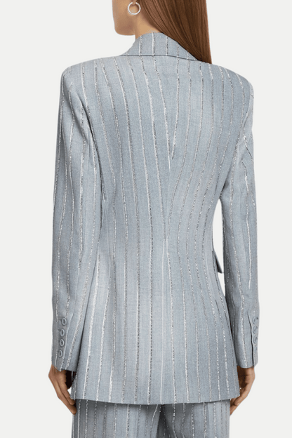 Dulcie Rhinestone-embellished Pinstripe Blazer Set