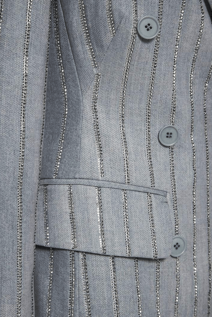 Dulcie Rhinestone-embellished Pinstripe Blazer Set - Stylish beautiful dress for special occasions | Buy Online