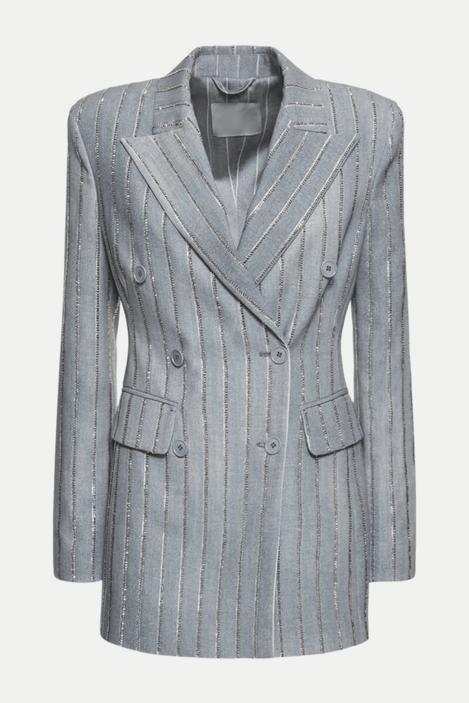 Dulcie Rhinestone-embellished Pinstripe Blazer Set - Stylish beautiful dress for special occasions | Buy Online