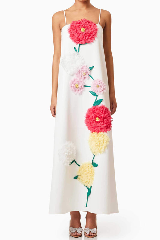 aaliyah Buttercup Embroidered Maxi Dress in White