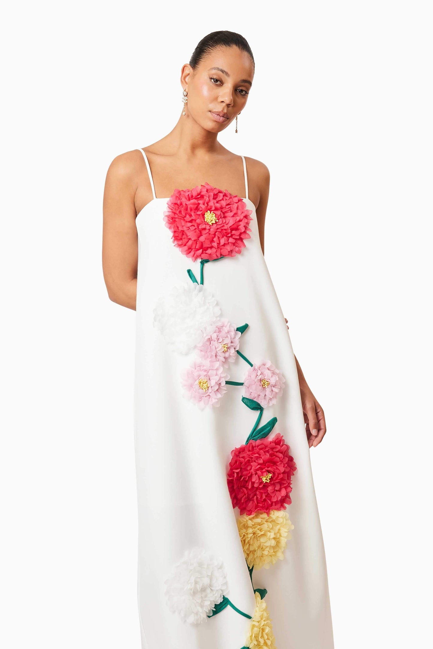 aaliyah Buttercup Embroidered Maxi Dress in White