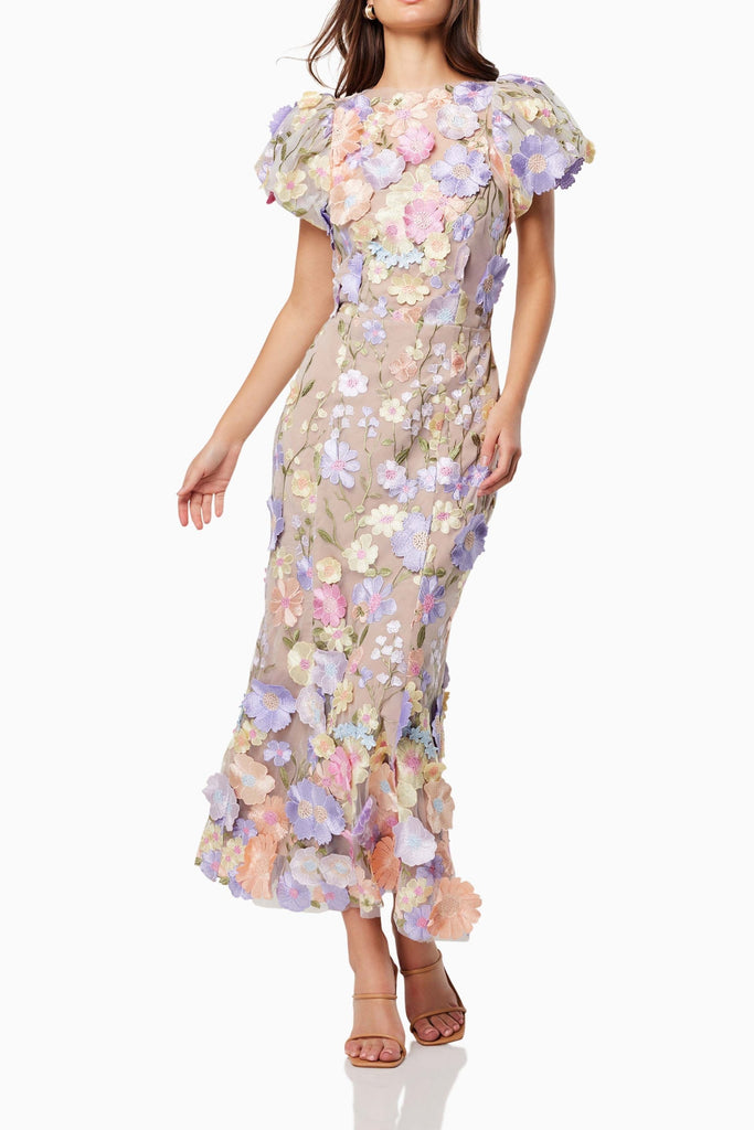 Shop  purple dress - Perfect for special occasions | madeline 3D Lace Maxi Dress In Purple
