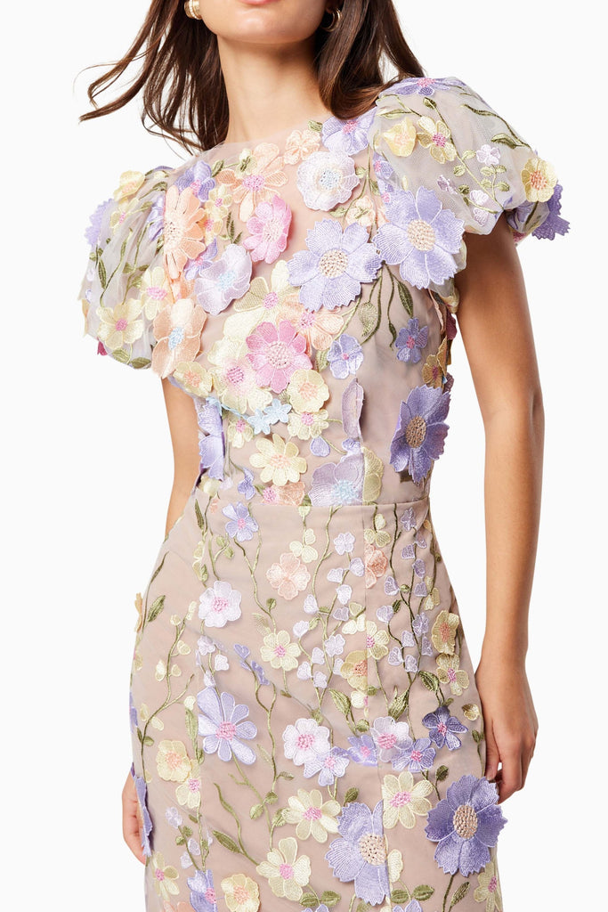 Stylish purple dress | madeline 3D Lace Maxi Dress In Purple - Ideal for special occasions