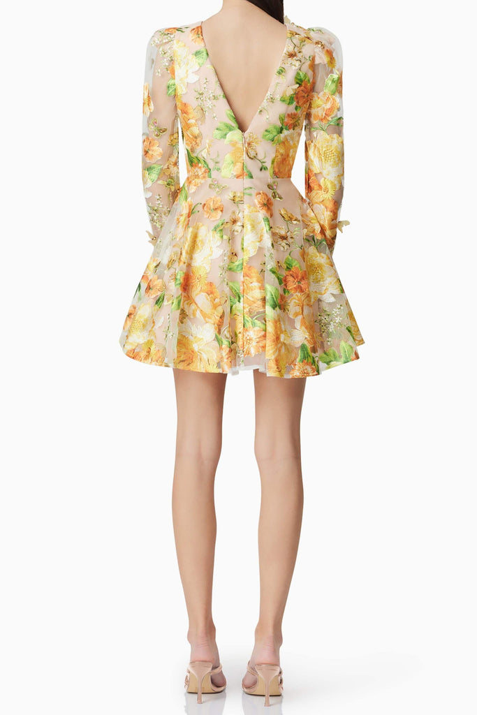 Shop  yellow dress - Perfect for special occasions | Aella A-Line floral embroidery Mini Dress in Yellow