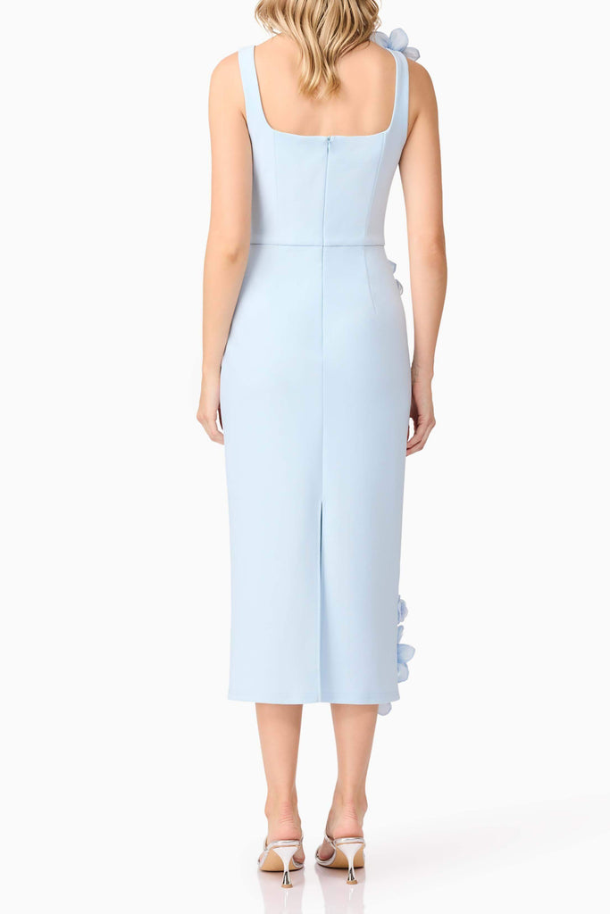 Stylish blue dress | Chantelle 3D Midi Dress In Blue - Ideal for special occasions