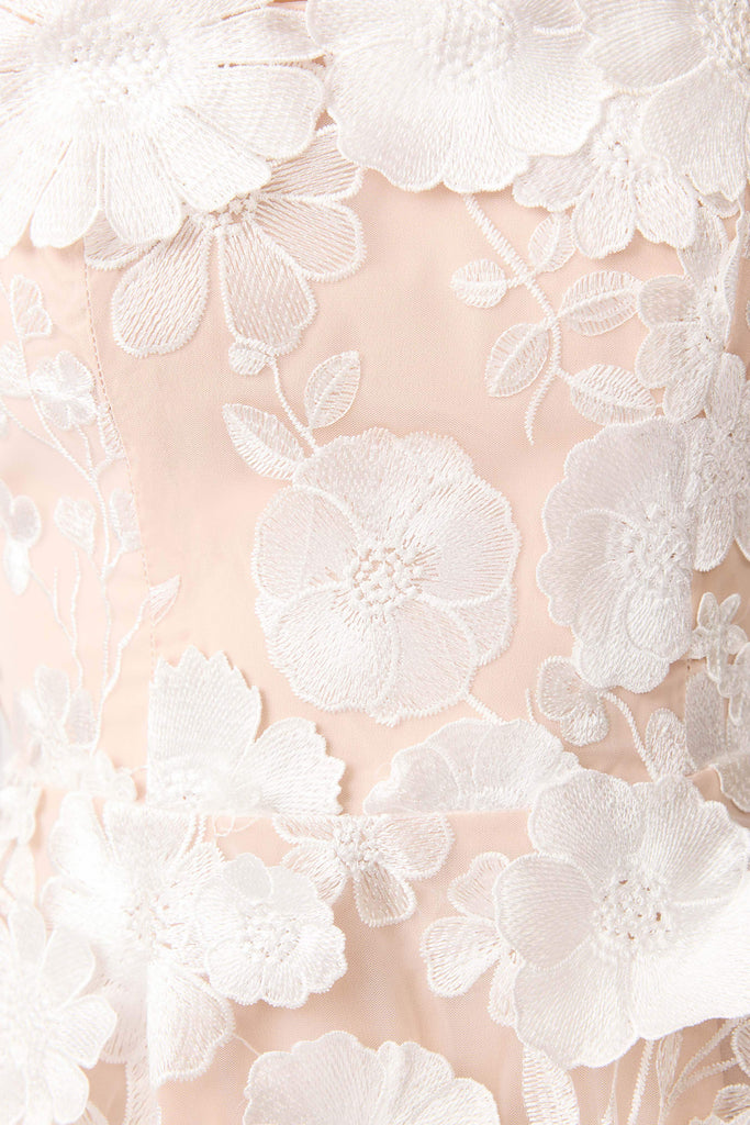 Selene 3D flower Tiered Maxi Dress In White - Stylish red dress for special occasions | Buy Online