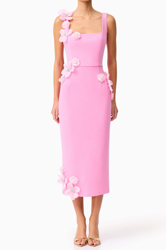 Chantelle 3D Midi Dress in Pink