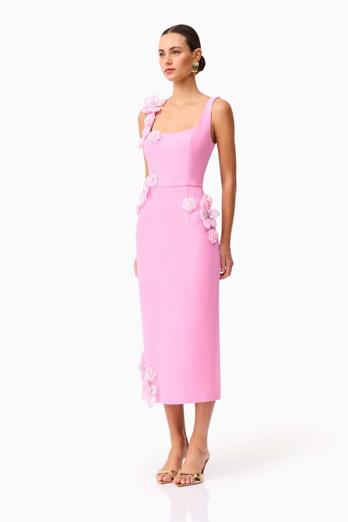 Chantelle 3D Midi Dress in Pink - Stylish pink dress for special occasions | Buy Online