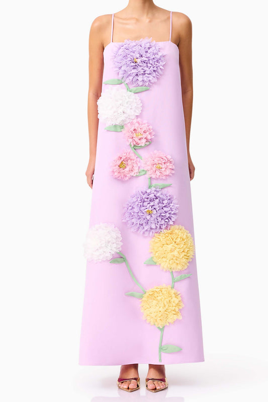 aaliyah Buttercup Embroidered Maxi Dress in Purple