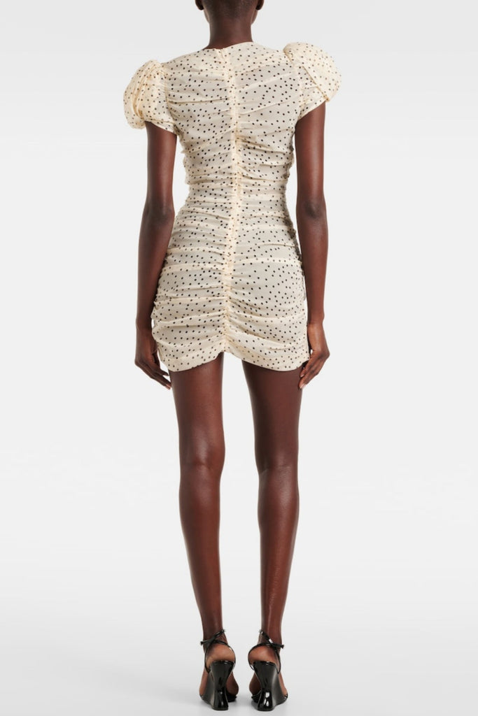 Shop  beautiful dress - Perfect for special occasions | Eadlla Ruched Polka Dot Mini Dress