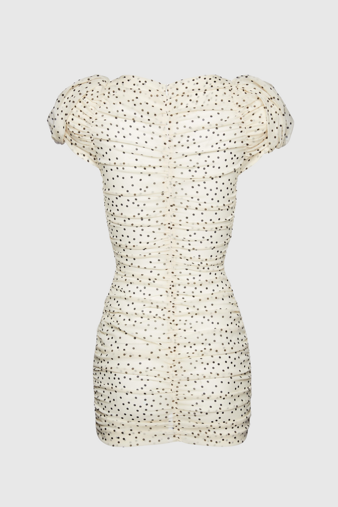 Eadlla Ruched Polka Dot Mini Dress - Stylish beautiful dress for special occasions | Buy Online